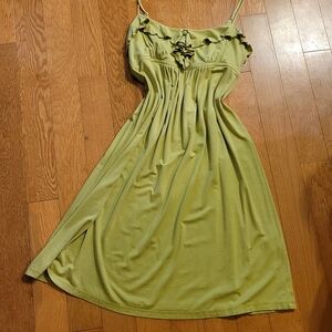 London Times high waist style Dress. Underbust gathering.  Accent faux b…